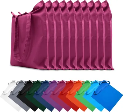 Produktbild von 10er SET Stofftaschen Baumwolltaschen 22x26 cm Taschen Beutel Tragetaschen Einkaufstaschen Stoffbeutel, in Farbe: Burgund
