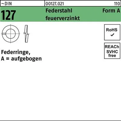 Produktbild von Reyher  Federringe DIN 127 FederSt. A 6 tZn (100 Stück)