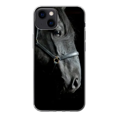Produktbild von MuchoWow® Handyhülle Schutzhülle Hülle für iPhone 13 Pferd - Leicht - Schwarz Silikon Softcase Handy Hülle - Karteninhaber
