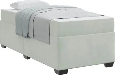 Zdjęcie produktu dla vidaXL Rama łóżka z materacem jasnoszary 100 x 200 cm tkanina