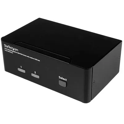 Produktbild von StarTech.com 2 Port DisplayPort Dual Monitor KVM Switch - 4K 60Hz, 3840 x 2160 Pixel, 4K Ultra HD, Schwarz