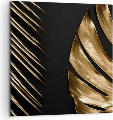 Produktbild von Bild auf Leinwand - Leinwandbild - Einteilig - Golden Blatt Monstera - 50x50cm - Wand Bild - Wanddeko - Wandbilder - Leinwanddruck - Bilder - Wanddekoration - Leinwand bilder - Wandbild - AC50x50-5028