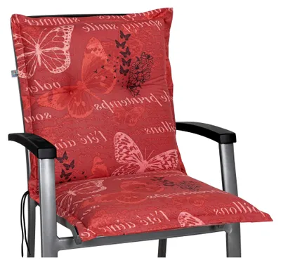 Produktbild von Sitzpolster Niederlehner Bali rot mit Schmetterlingen 100x50x8 cm