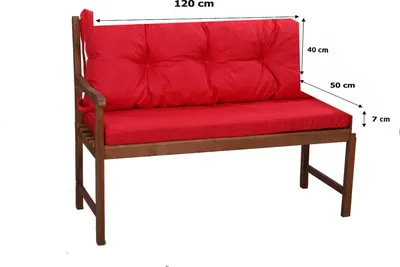 Immagine prodotto di Cuscino per panca 120 x 50 x 40 rosso | cuscino per panca da esterno | cuscino per altalena hollywood | cuscino per seduta e schienale | cuscino per panca | Setgarden