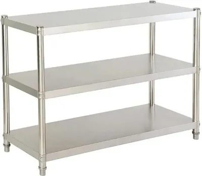 Immagine prodotto di Scaffale da cucina in acciaio inox - Sistema di scaffali a 3 livelli - 80×40×80 cm - Acciaio inox 201 - 20-30 kg per livello - Argento