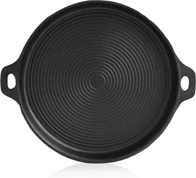 Productafbeelding van Gietijzeren Plancha - Grillplaat Rond - Buiten Koken - Reeds Ingebrand - 35 cm Diameter - Zwart