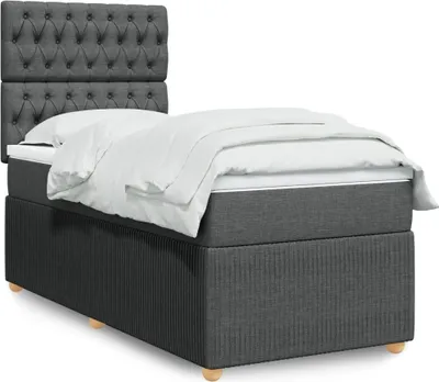 Produktbild von Boxspringbett mit Matratze Dunkelgrau 100x200 cm Stoff, Klassische Betten 2024 Neu DesignMöbel