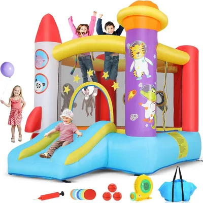 Produktbild von AKEYDIY Hüpfburg mit Rutsche, 270x210x180cm, Aufblasbare Hüpfburg für Kinder 3-8