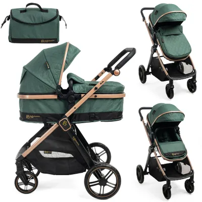 Image de Bebelissimo - Poussette transformable - combinée - 2 en 1 - poids 0-22kg - IRIS- vert