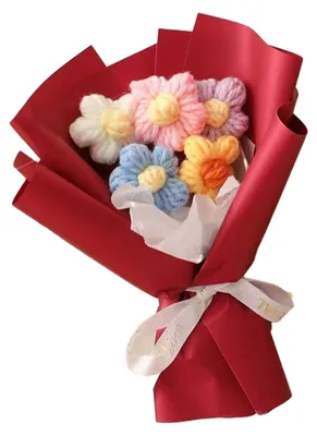 Produktbild von Handgehäkelter Blumenstrauß, kleiner Puschelstrauß aus Wildblumen, Geburtstags- oder Jahrestagsgeschenk für Mama, Ehefrau, beste Freundin, Freundin