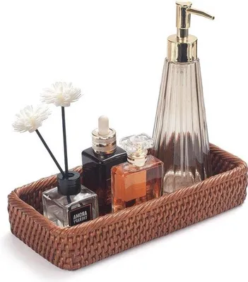 Obrázek produktu pro Koupelnová vanička na umyvadlo - koš na WC - úzký dekorativní koš na ručníky - medově hnědý - 259 x 124 x 46 cm