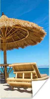 Produktbild von MuchoWow® Poster Strandkorb - Strand - Sonnenschirm - Meer - Sommer 20x40 cm - Plakat - Foto
