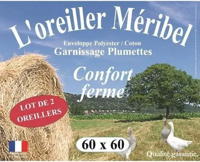Image de Oreillers DODO, Lot de 2, MERIBEL Plumettes, 60x60cm, Confort Ferme