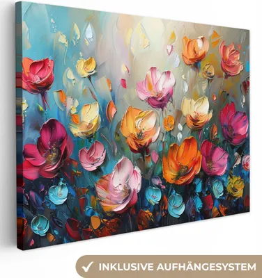 Obrázek produktu pro OneMillionCanvasses® - Obrazy na plátně - Květiny - Barevné - Abstraktní - Barva - Příroda, nástěnné umění, nástěnné dekorace Obývací pokoj, 40x30cm