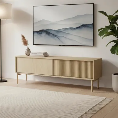 Obrázek produktu pro Tv-lowboard TAVO 153 cm eiche cremona riffeloptik push-to-open holzbeine