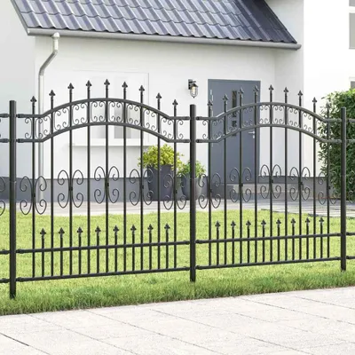 Produktbild von Möbel Gartenzaun Grau 165 cm Pulverbeschichteter Stahl - Metallzäune 42003965