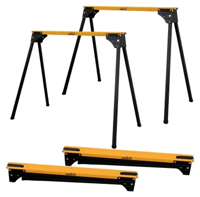 Produktbild von 2 x Klappbarer Arbeitsbock bis 1000 kg Tragkraft, 76 cm Arbeitshöhe, pulverbeschichtet in Gelb und Schwarz