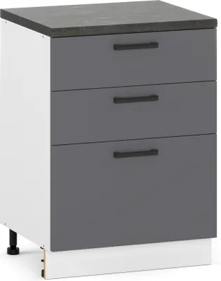 Produktbild von ULWEHOME 60 cm breiter freistehender Unterschrank für die Küche, 3 Schubladen, Anthrazit | Küchenmöbel der Serie EKO