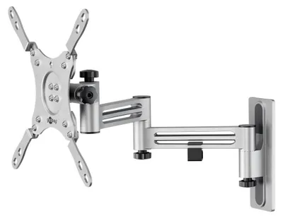 A silver TV wall mount is shown against a white background.