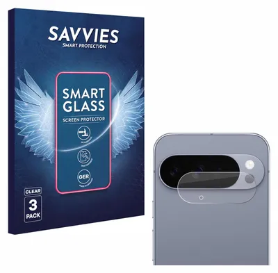 A product box for screen protectors and a close-up of a screen protector on a phone camera.