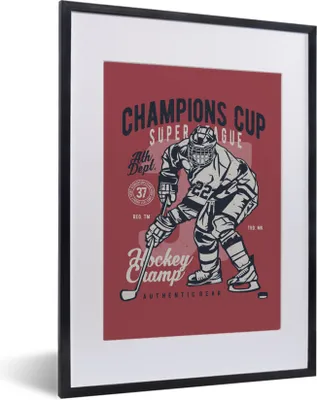 Produktbild von MuchoWow® MuchoWow® Gerahmtes Poster Mancave - Sport - Eishockey - Vintage 30x40 cm - Poster mit zchwarzem Bilderrahmen - Wandposter Schlafzimmer