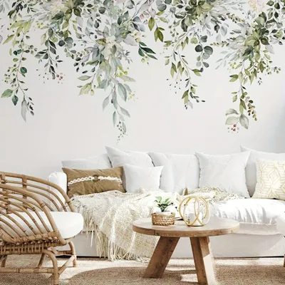 Produktbild von 2er-Set Wandsticker mit Blättern & Blumen – selbstklebend, wasserfest & einfach anzubringen – ideal für Wohnzimmer & Schlafzimmer