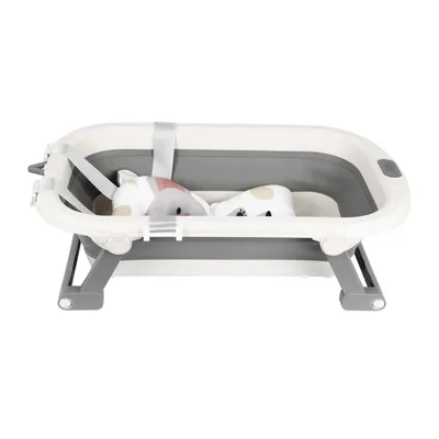 Produktbild von Faltbare Badewanne Baby mit Rutschfester Matte und Thermometer,Tragbare Baby Bathtub für Neugeborene Kleinkinder 0-36 Monate 80x50x22cm Grau