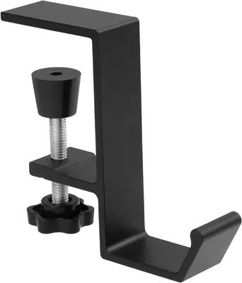 Immagine prodotto di Supporto per cuffie - Gancio per cuffie - Organizzazione da scrivania - Morsetto regolabile - 8 cm di altezza - Nero