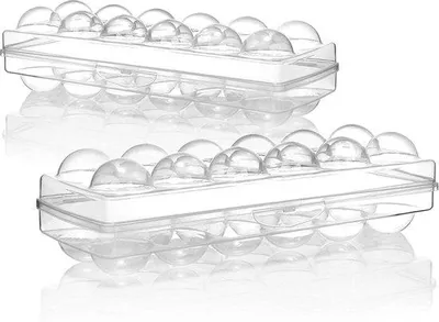 Produktbild von Tomivo® Eierbox 2er-Set – Kühlschrank-Eierbehälter für 12 Eier, transparent, lebensmittelsicherer Kunststoff, Maße 27,5 x 9,5 x 7,5 cm