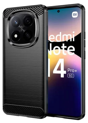 Produktbild von Techsuit Carbon Silicone Back Cover Hülle für Xiaomi Redmi Note 14 Pro Plus - Schwarz
