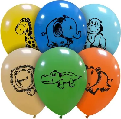 Produktbild von 6 bunte Luftballons Safari und Dschungel Tiere