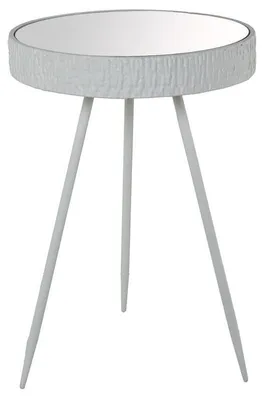 Produktbild von DRW Set mit 2 Beistelltischen, rund, aus Metall und weißer Spiegelfläche, 59 x 40,5 x 40,5 cm