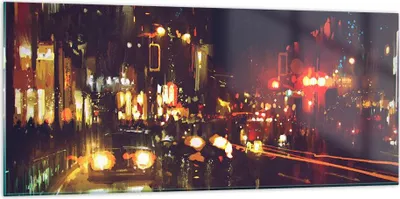 Produktbild von Bilder auf glas - Stadt Nacht Straße - 120x50cm - Glasbilder - Wandbilder - Kunstdruck - zum Aufhängen bereit - Wanddekoration aus Glas - Glas Bilder - Wandbild auf Glas - Einteilig - GAB120x50-3762