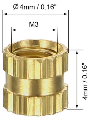Produktbild von 100 Stš¹ck Gewindeeinsatz Einbauschrauben Gewindeeins?tze M3 x 4mm (L) x 4mm (OD) Messing