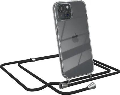 Produktbild von EAZY CASE Handykette kompatibel mit Apple iPhone 15, Handyhülle mit Umhängeband, Handykordel, Schutzhülle Clear, Band in Schwarz