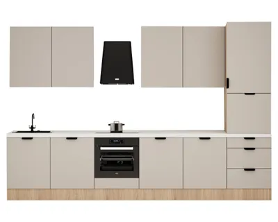 Produktbild von Küchenzeile 360 cm Küchenblock Einbauküche Ohne Arbeitsplatte , Sorento KS8-M360 ,Beige/Sonoma Eiche