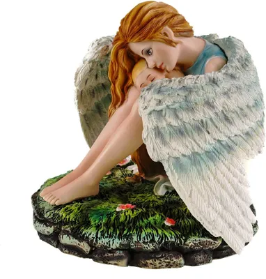 Produktbild von Schutzengel Figur Jawan mit Baby 14 cm - Handbemalt aus Polyresin - Fee Elfe