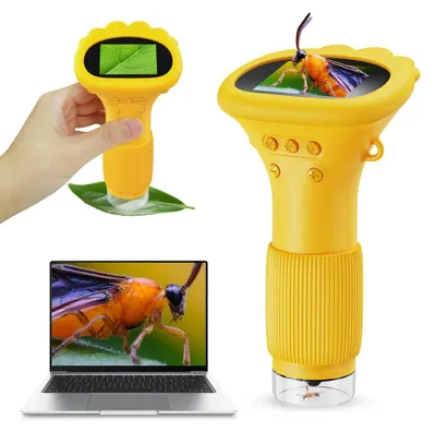 Image de Microscope portable de poche - Microscope numérique - Grossissement 1000x - Écran HD de 5,08 cm - Charge via USB - Caméra de 2 mégapixels - 1 unité