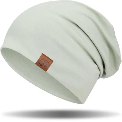 Zdjęcie produktu dla Czapka typu beanie damska/męska, bawełniana, luźna, jasnoszara