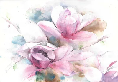 Produktbild von Fototapete Vlies 13008V8 Aquarell Blumen 4-tlg. 368 x 254 cm