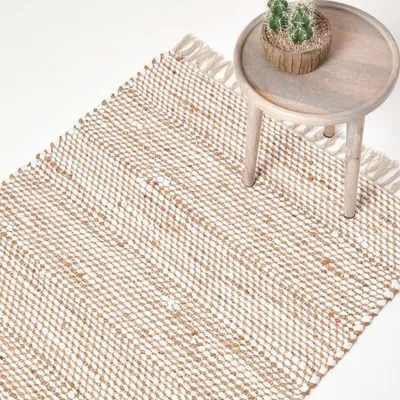 Produktbild von HOMESCAPES Chindi-Teppich Horizon 160x230 cm – handgewebter Flickenteppich naturfarben