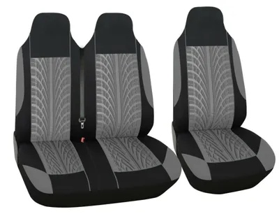 Obrázok produktu pre Kompletná sada 2+1 poťahov na sedadlá pre autobusy/mikrobusy s profilovaným vzorom – textil – sivá a čierna – 5-dielna