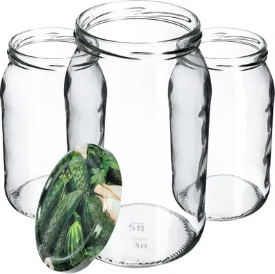 Productafbeelding van Weckpotten Set - Voorraadpotten - Inmaken en n - Vaatwasmachinebestendig - 900 ml 24 Stuks - Transparant
