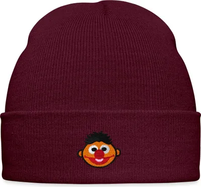 Produktbild von Spreadshirt Sesamstraße Ernie Als Stickmotiv Bestickte Wintermütze, One size, Burgunderrot