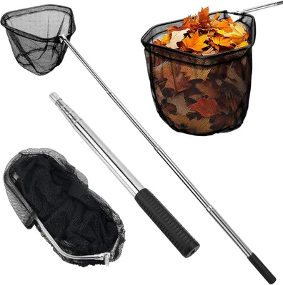 Produktbild von Pool Laubkescher 150 cm mit feinem Netz, Teleskop Poolkescher zur Entfernung von Blättern, Insekten und Schmutz für Swimmingpool und Whirlpool