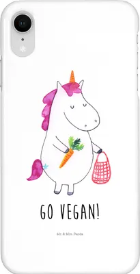 Produktbild von Mr. & Mrs. Panda Iphone XR Handyhülle Einhorn Vegan - Weiß - Geschenk, Veganismus, Veganer, Gesund Leben, Premium Kunststoff, Handy Case, essen, Unicorn, Rohkost