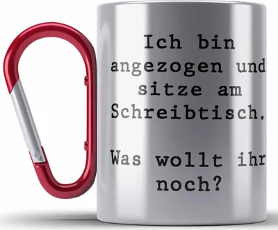 Produktbild von Trendation - Lustige Edelstahl Tasse Karabiner für Kollegen Kollegin Spruch Witzig Arbeit Edelstahl Tasse Karabiner BüroEdelstahl Tasse Karabiner Kaffeebecher Becher für Büro Lustig Spruch (Rot)
