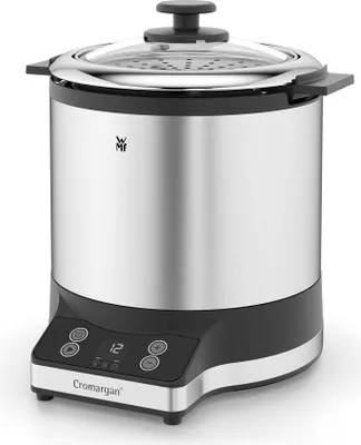 Produktbild von WMF Küchenminis Reiskocher 220 W, mit Lunch-to-go-Box, Damfgarer, platzsparend, Innentopf mit To-Go-Deckel 1l, Reiskocher mini cromargan matt