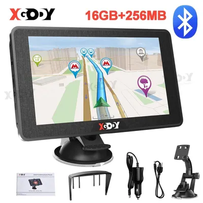 Obrázok produktu pre Navigačný prístroj GPS s 7-palcovým dotykovým displejom, určený do auta, nákladného vozidla alebo osobného automobilu. Obsahuje Bluetooth, asistenčný systém jazdy, 3D mapy, offline mapy pre krajiny EÚ, 16 GB pamäte, hlasové ovládanie a funkciu vyhľadávania zaujímavých miest (POI)