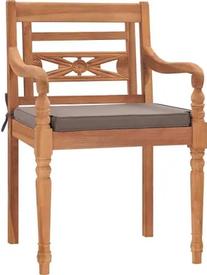 Immagine prodotto di Sedie Batavia 2 pz con Cuscini Grigio Scuro in Massello di Teak